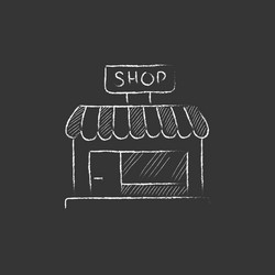 Shop store drawn in chalk icon vector