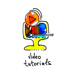 sketch watercolor icon of video tutorials vector image