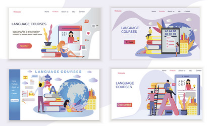 Web page design templates for language courses vector