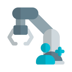 worker using a robotic arm for industrial vector image