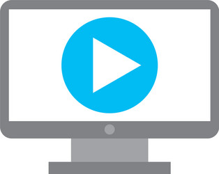 computer desktop with play button vector image