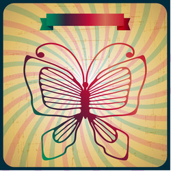 Retro poster with butterfly on old scrach vector