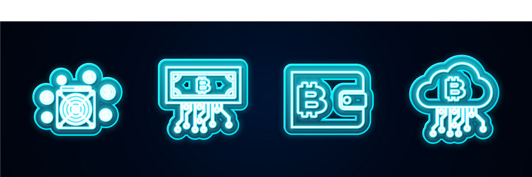 set line asic miner cryptocurrency bitcoin vector image
