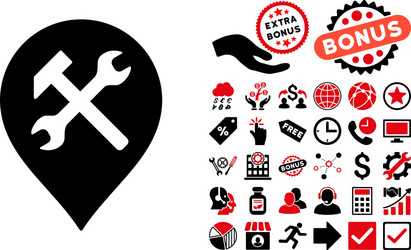 Workshop map marker flat icon with bonus Vector Image