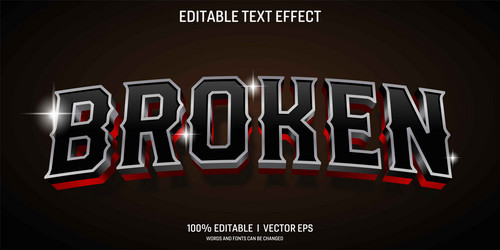 editable broken 3d text effect with modern style vector image