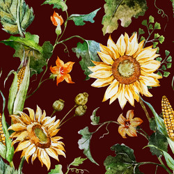 Watercolor Sunflower Pattern Vector Image