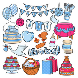 baby shower boy party doodle vector