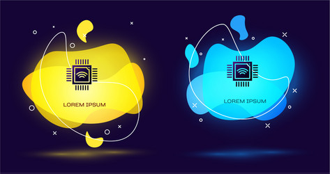 black computer processor with microcircuits cpu vector image