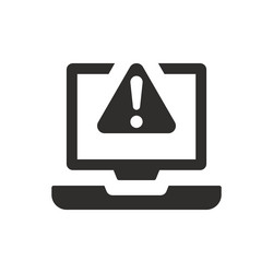 Computer alert warning icon on white background vector