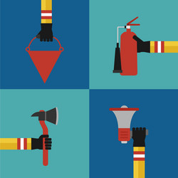 Fire fightingman modern design concept flat set Vector Image