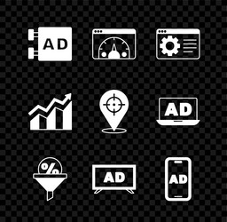 set advertising website statistic browser setting vector image