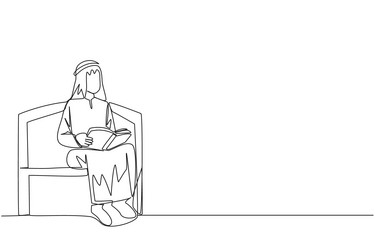 Single continuous line drawing arabian man Vector Image