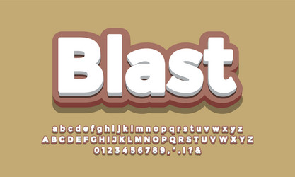 Soft brown with white 3d font effect or text vector