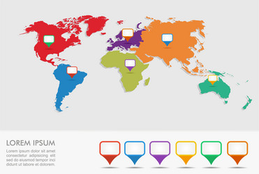 World Map with Location Pointers vector image