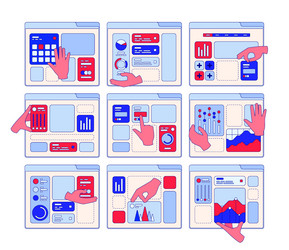 build interface hands holding different ui vector image