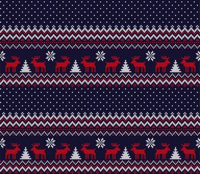 knitted christmas and new year pattern at buffalo vector image