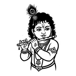 Krishna Playing Flute - Divine Art Vector Image