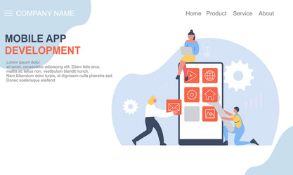 mobile app development landing page website vector image