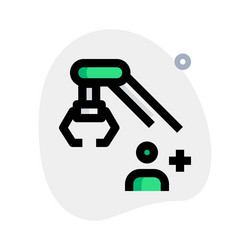 worker using a robotic arm for industrial vector image