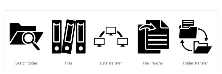 a set of 5 mix icons as search folder files data vector image