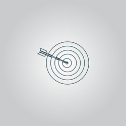 dart is in the center of dartboard vector image