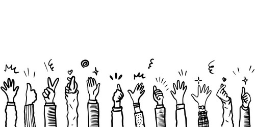 Hand drawn sketch style applause thumbs up vector