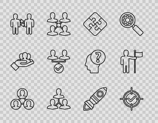 set line project team base target and check mark vector image