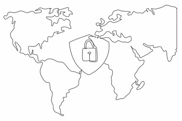 single continuous line drawing the shield vector image