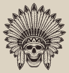 Premium Vector  Indian warrior skull tattoo symbolic design