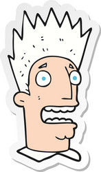 Sticker of a cartoon shocked man vector