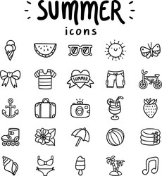 Summer Icon Set - Diverse Elements vector image