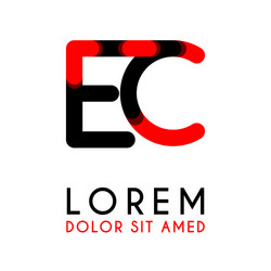 initial letter ec with red black and has rounded vector image
