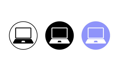 Laptop desktop computer icons set in black simple vector