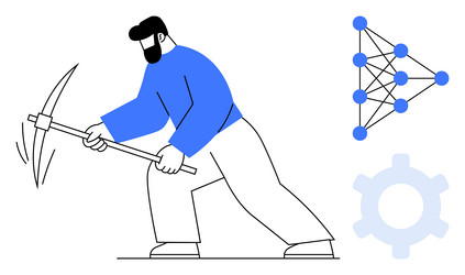miner with pickaxe symbolizing data mining vector image