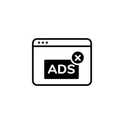 simple icon showing a browser window closing an ad vector image