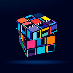 abstract rubik s cube from multicolored paints vector image