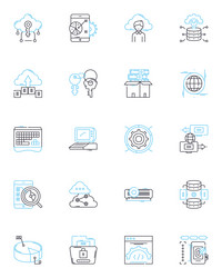 digital programming linear icons set coding vector image