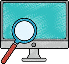monitor computer with magnifying glass vector image