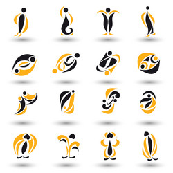 set of different yellow abstract flat elements vector image