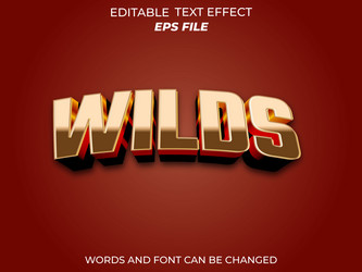 wild text effect font editable typography 3d vector image