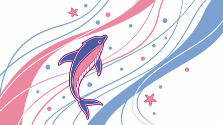 dynamic dolphin leaping through wavy abstract vector image