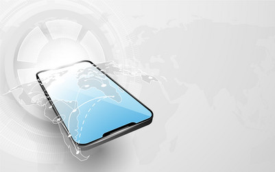 Smarthphone with world map connection vector