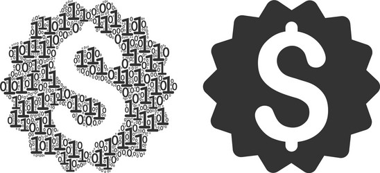 financial reward seal mosaic of binary digits vector image