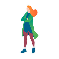 Girl in warm clothes flat vector