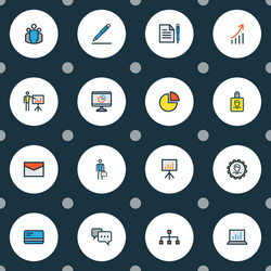 job icons colored line set with engineer unity vector image