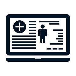 White medical clinical record on laptop icon vector