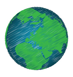 Earth sketch hand draw focus europe continent vector