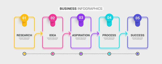 Neon abstract 3d thin line infographic template vector