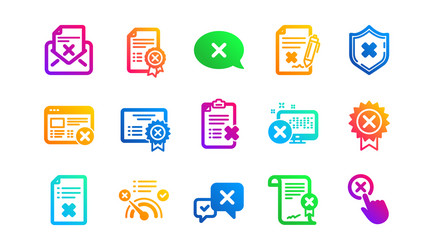 Reject icons decline cancel and dislike classic Vector Image