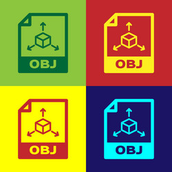 color obj file document icon download button vector image